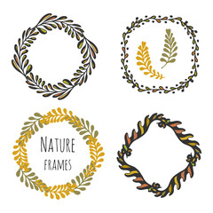 Ethnic color of cute decoration with colorful stylized leaves.  Template for decoration, banners, greeting