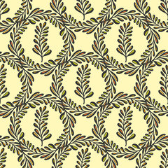 Ethnic seamless pattern with ornamental round leaves. Endless texture, template for fabric, textile, covers