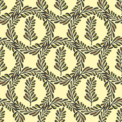 Ethnic seamless pattern with ornamental round leaves. Endless texture, template for fabric, textile, covers