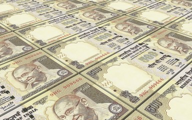 India Rupee bills stacks background.