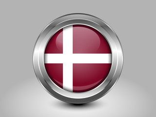 Flag of Denmark Naval Ensign. Metal Round Icon
