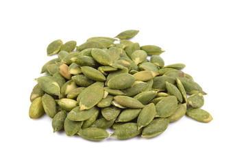 pumpkin seeds on white background