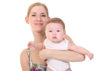 happy mother holding her baby