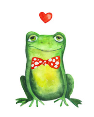 Frog in bow tie. Watercolor - 88479191
