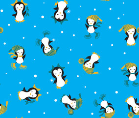 Fototapeta na wymiar Penguins Pattern seamless