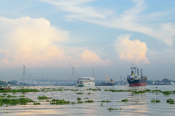 Fototapeta premium Skyline at the river in Thailand. 
