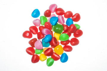 Group of jelly beans on white background