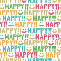 Seamless pattern happy & smile ハッピースマイルのパターン