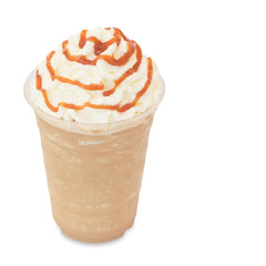 smoothie iced coffee in takeaway glass isolated on white backgro