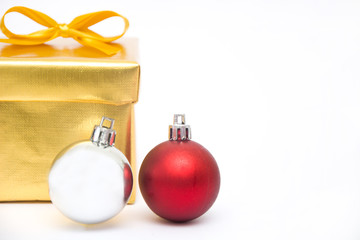 Gift box and Christmas balls