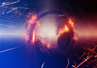 Modern Illuminated Headphones with Fire Effect