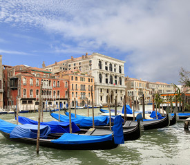 Fototapeta na wymiar Gondolas on the Grand Canal, Venice Italy