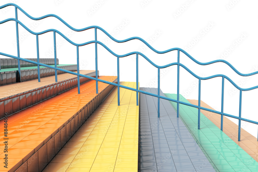 Poster multicolour stair with handrails