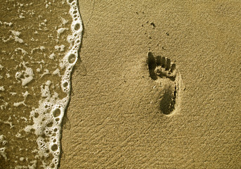 summer vacation, foot sing in sand