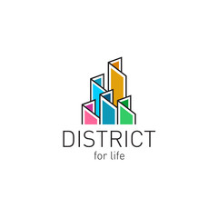 Colorful real estate buildings contour logo template