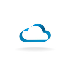 Cloud silhouette. Color 3D ribbon isometric style logo.