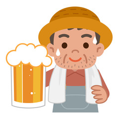 ビールジョッキを持った中年男性