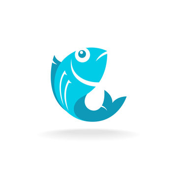 recommend clip art: Fish logo. Flat blue colors.