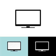 Modern led tv set simple black icon - 88488749