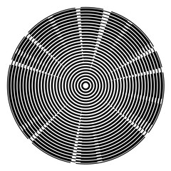 Radial black centered circles tech background