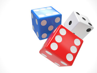 three dices on white