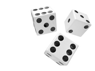 three dices on white
