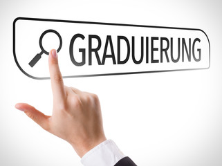 Graduation (in German) written in search bar on virtual screen