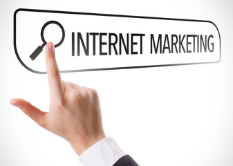 Internet Marketing written in search bar on virtual screen