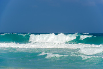 tropical landscape with a beach in a sunny day