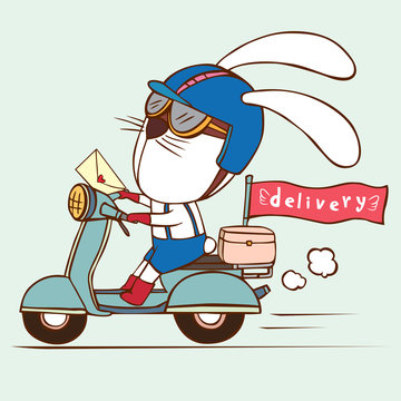 delivery rabbit / send love letter vector illustration
