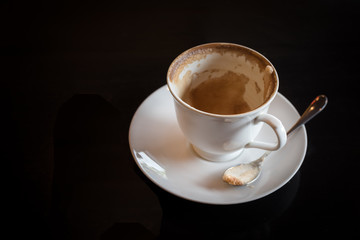 Empty coffee cup on wood table