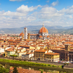 Florence panorama Cathedral Santa Maria Del Fiore from Piazzale Michelangelo (Tuscany, Italy)