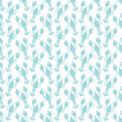 Retro Lobster Seamless Pattern Turquoise Diagonal