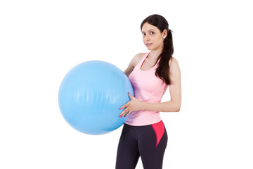 Fototapeta premium girl holding fitness ball