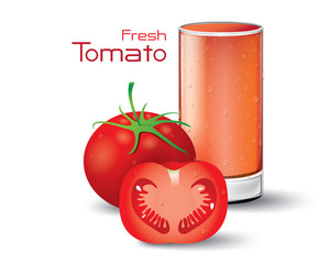 Glass of Fresh Tomato Juice. Vector