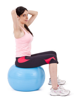 Girl Doing Crunches On Fitness Ball