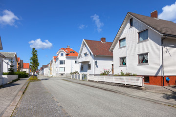 Fototapeta na wymiar Row of typical Norwegian houses in Stavanger.