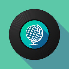 Vinyl record with a world globe