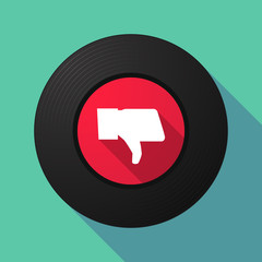 Vinyl record with a thumb down hand