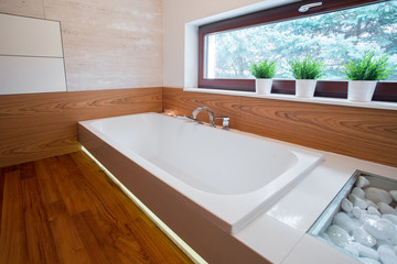 Large white bathtub