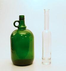 Glass bottles of different shapes