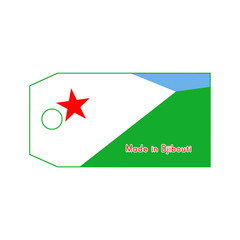 Djibouti flag on price tag with word Made in Djibouti isolated o