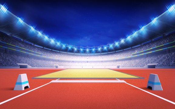 athletics stadium with long and triple jump post