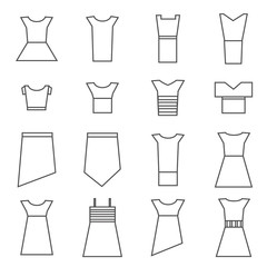 Women clothing icons set