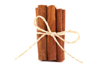 Cinnamon sticks over white isolated background