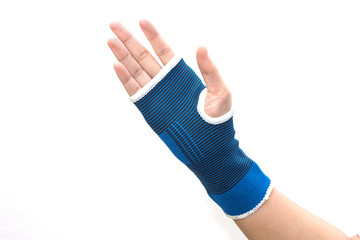 Hand with wrist support isolated on white
