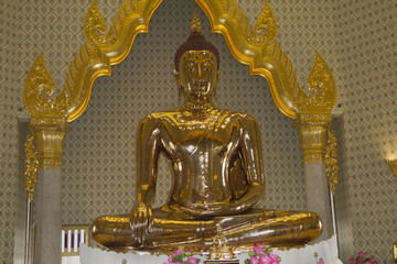 Solid gold five ton statue of the Buddha in Wat Traimit.Bangkok,Thailand