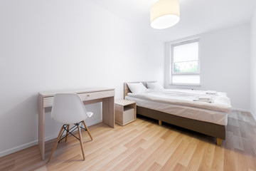 Modern and small sleeping room interior design in scandinavian style