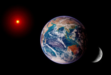Earth sun moon isolated solar system planet astrology astronomy space. Elements of this image furnished by NASA.