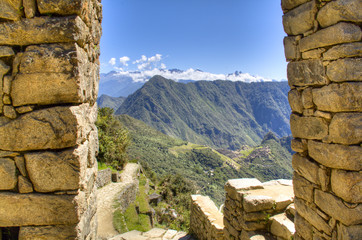 View from the sun gate on Machu Picchu, Peru

